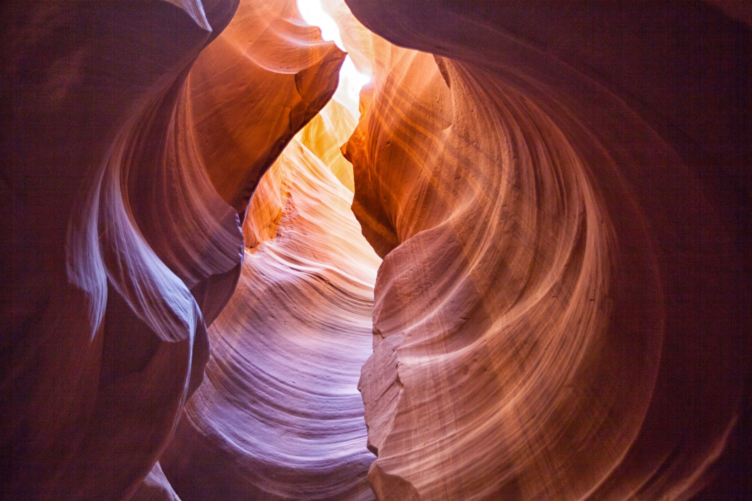 Sunlight through the tunnel inside Antelope Canyon